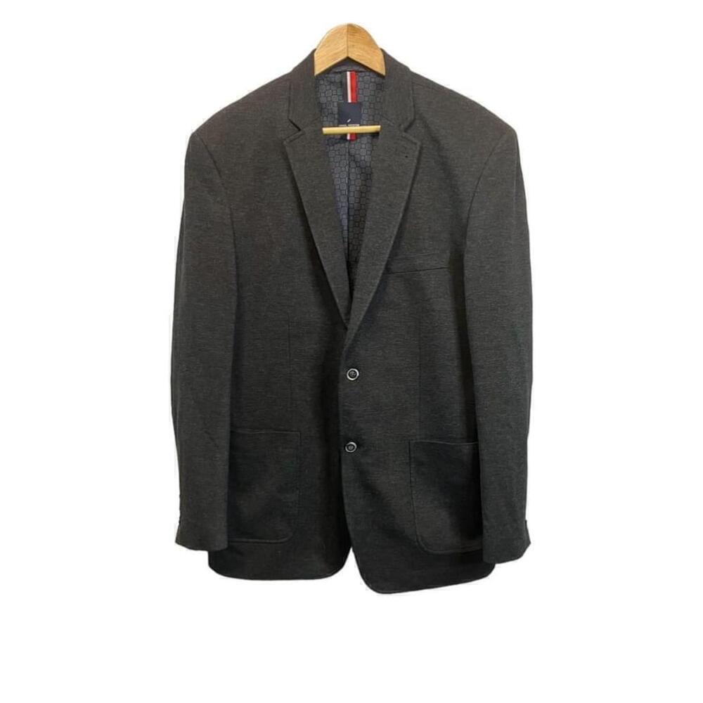 MENS DANIEL HICHTER Grey 2 Button Elbow Patch Fitted Blazer 44T